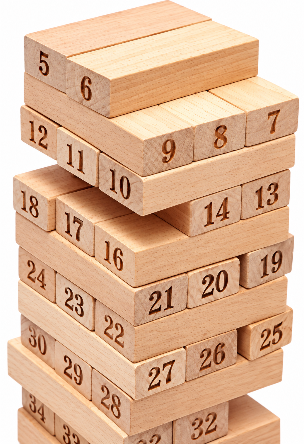 Wooden Numbered Stacking Block Game for Kids – Jenga Style Balance & Skill Building Toy