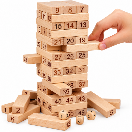 Wooden Numbered Stacking Block Game for Kids – Jenga Style Balance & Skill Building Toy
